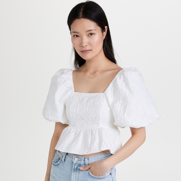 Endless Rose Tops Endless Rose Square Neck Puff Sleeve Jacquard Top Poshmark